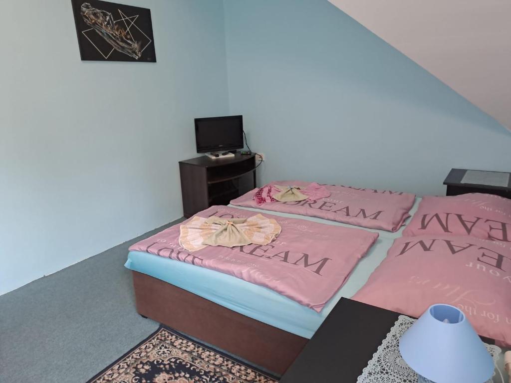 Postel nebo postele na pokoji v ubytování Hotel Kamenný vrch