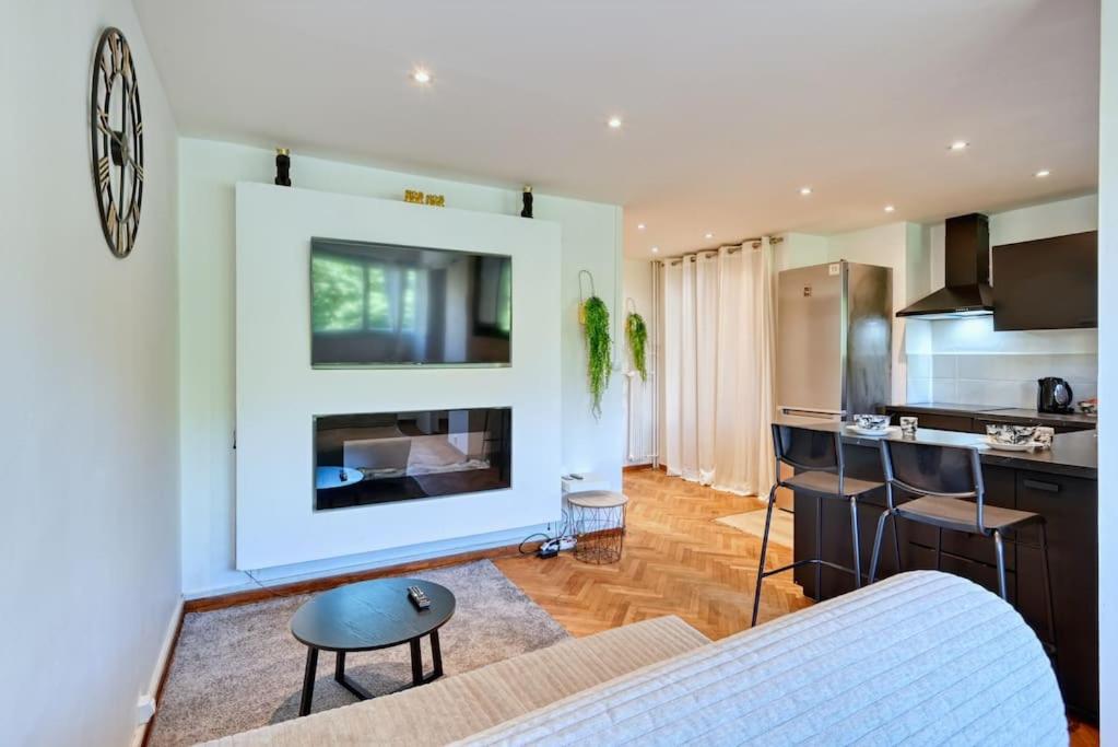 un salon avec un canapé et une cuisine dans l'établissement Le Billy, à Marseille