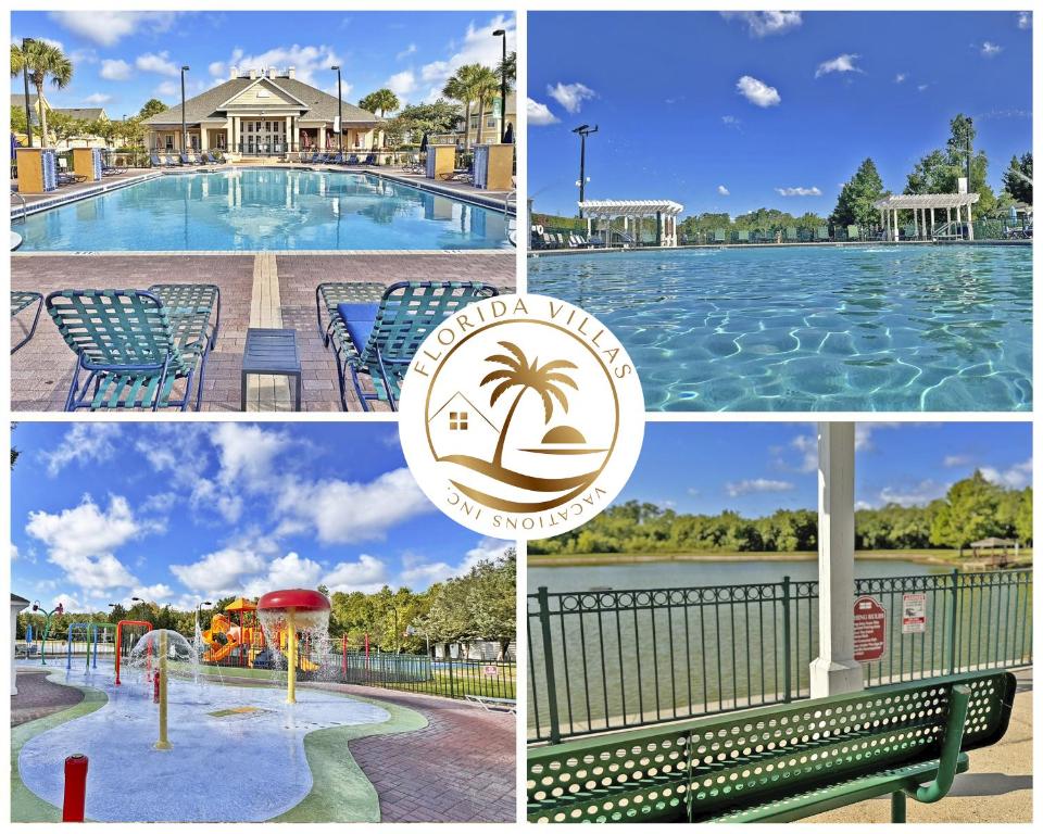 un collage di foto di una piscina di Deluxe Villas Resort at Seven Dwrafs - Close to Disney a Kissimmee