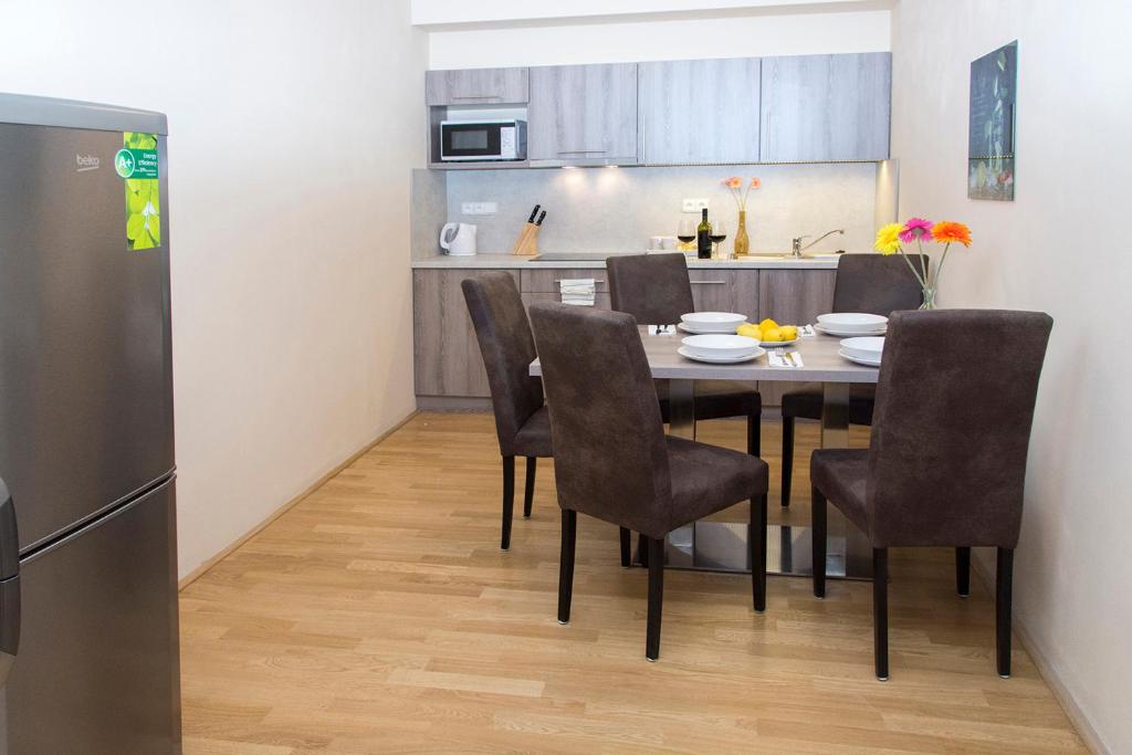 Kuchyň nebo kuchyňský kout v ubytování Limes Apartments
