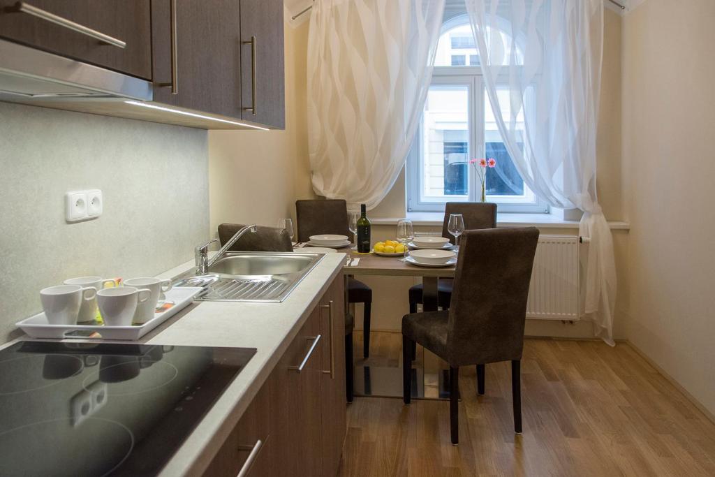 Kuchyň nebo kuchyňský kout v ubytování Limes Apartments
