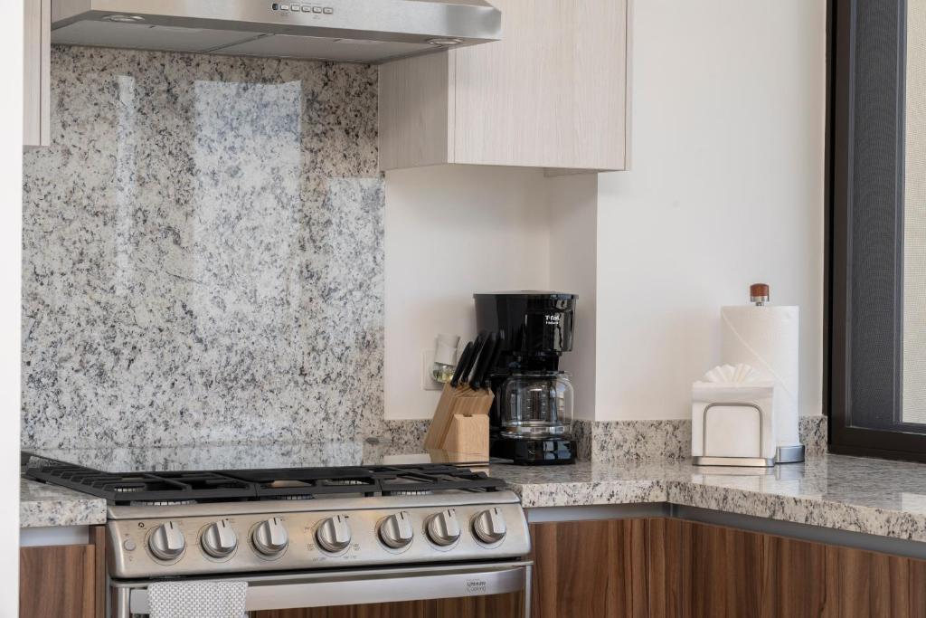 Η κουζίνα ή μικρή κουζίνα στο Private and heated POOL with ARCH VIEW new condo!