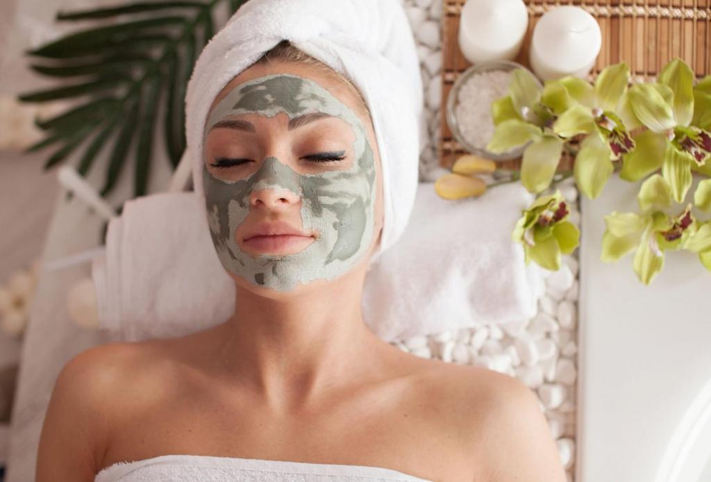 a woman with a facial mask on her face at La Ferme de Plénoise Chambre & Table d'hôtes in Fricambault