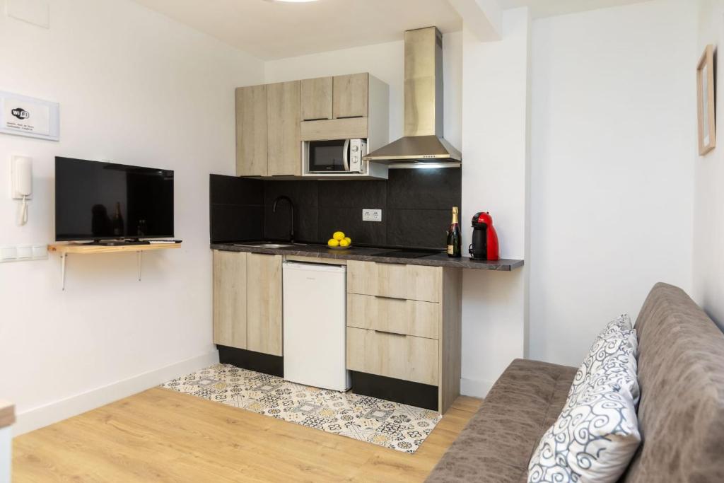 Kuchyň nebo kuchyňský kout v ubytování Apartamentos Entrepuentes
