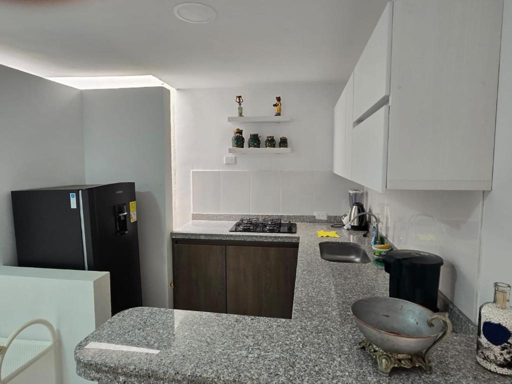 Kuchyň nebo kuchyňský kout v ubytování Apartahotel Nueva Imagen