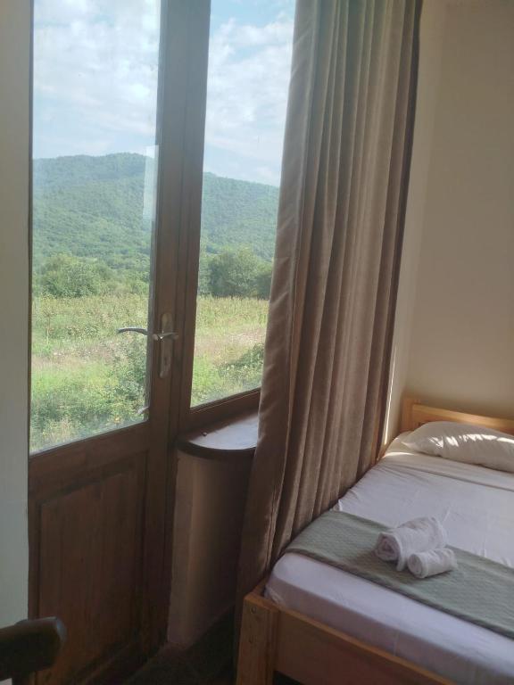 Nespecifikovaný výhled na hory nebo výhled na hory při pohledu z hostelu