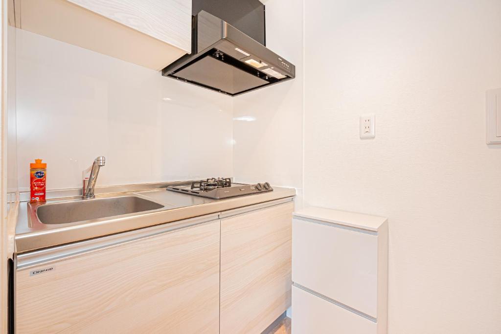 New Cozy APT Located on the Japanese Local shopping streetにあるキッチンまたは簡易キッチン