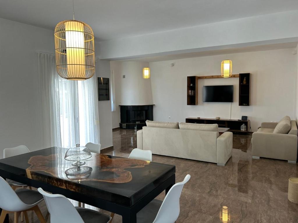 TV a/nebo společenská místnost v ubytování Villa Ellania Milos