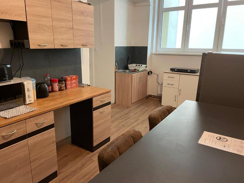 Kuchyň nebo kuchyňský kout v ubytování Black Style ROOMS Moravske namesti