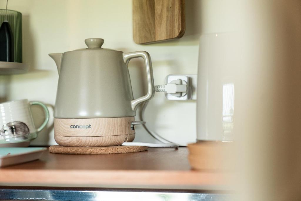 Příslušenství pro přípravu čaje a kávy v ubytování Fern room at field view cottage