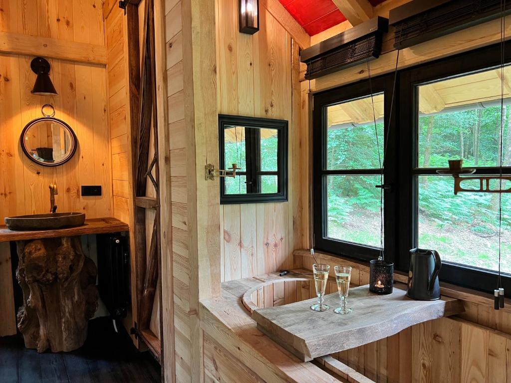 Koupelna v ubytování Les cabanes des Dolimarts