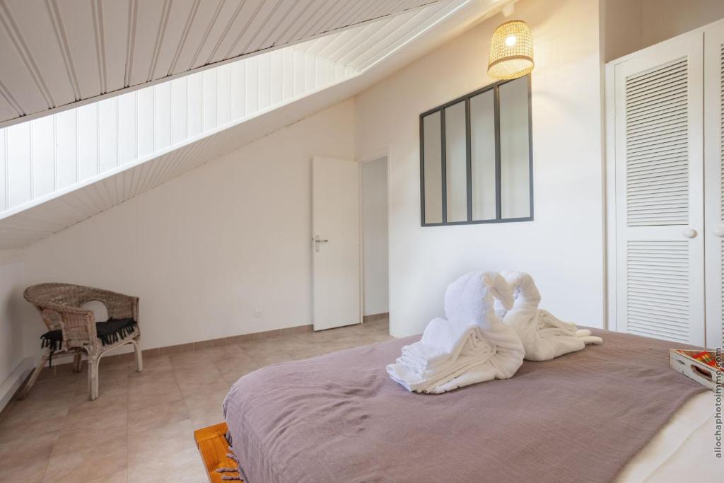 Postel nebo postele na pokoji v ubytování Superbe Duplex T2 Grand Rivière 3 étoiles