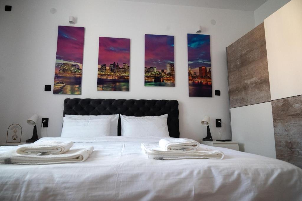 Postel nebo postele na pokoji v ubytování M1-apartments