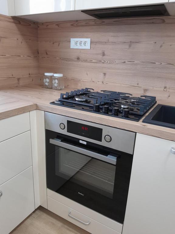 Kuchyň nebo kuchyňský kout v ubytování Apartma Dea