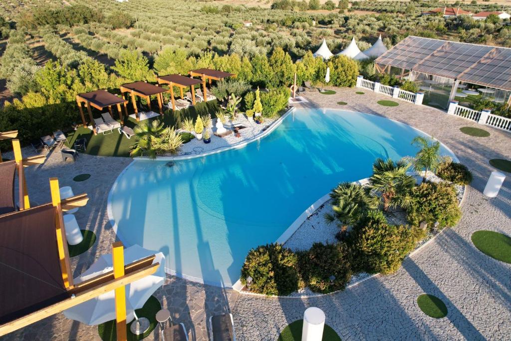 an overhead view of a swimming pool at a resort at Olívale - Turismo Rural in Campo Maior