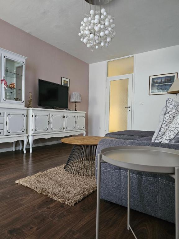Televízia a/alebo spoločenská miestnosť v ubytovaní Joop Apartment
