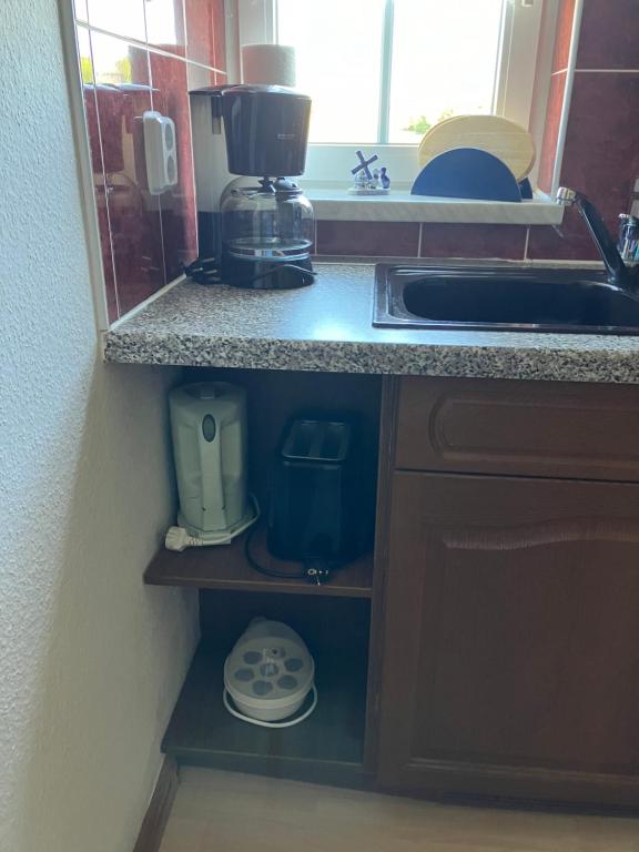Kuchyň nebo kuchyňský kout v ubytování Doppelzimmer vom Friesenhof Wieratal