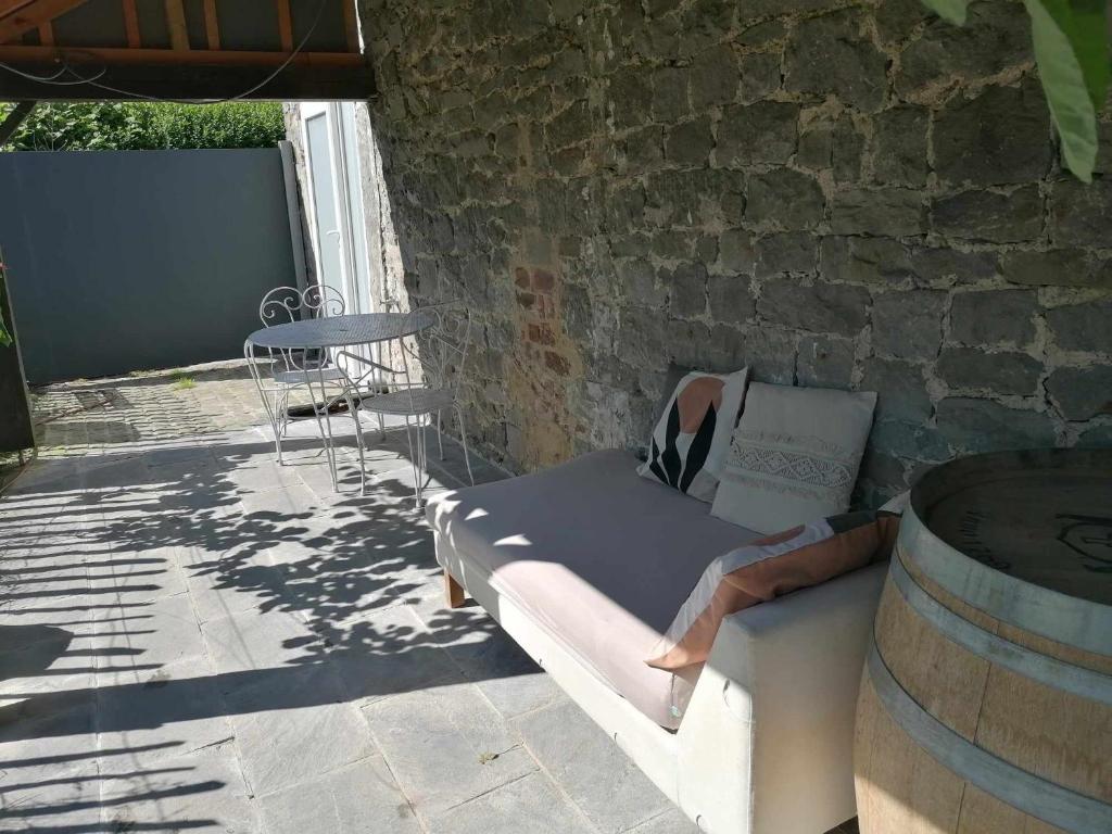 Posezení v ubytování Une Cabane au Verger