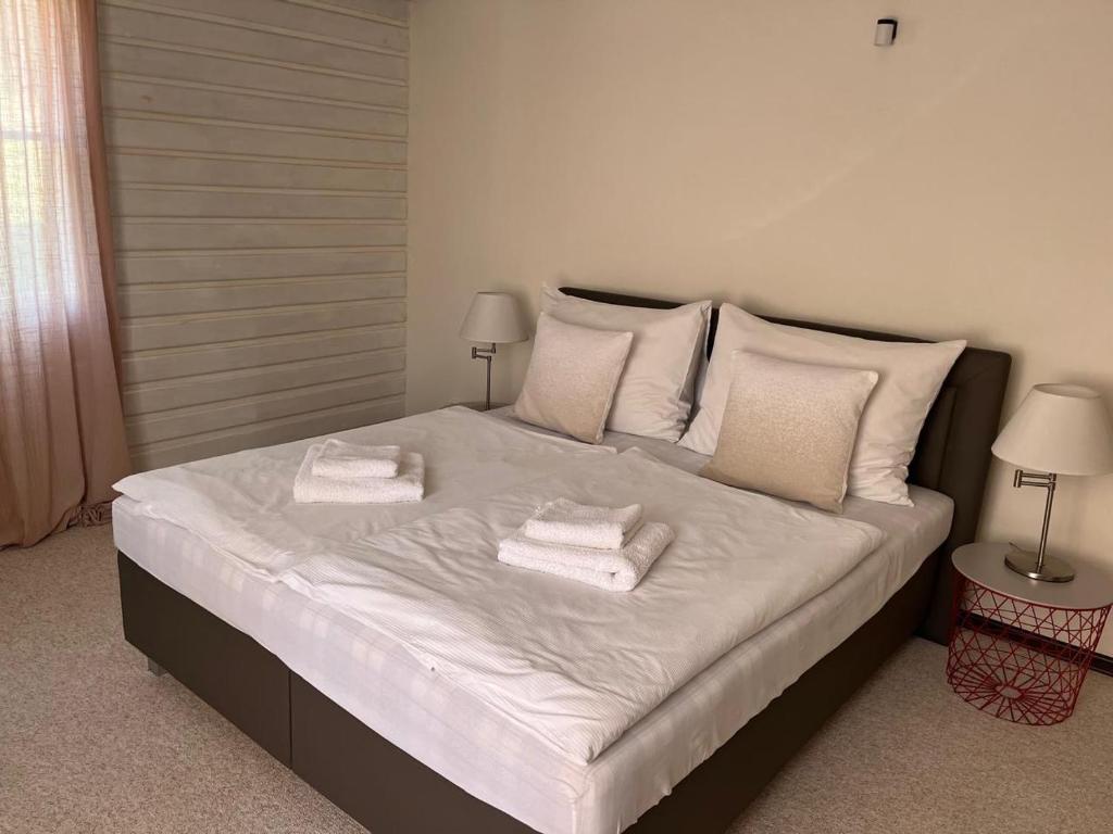 Postel nebo postele na pokoji v ubytování B&B Vltavín