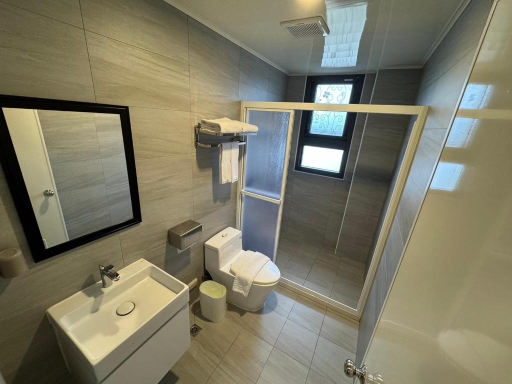 Koupelna v ubytování Otter Hotel