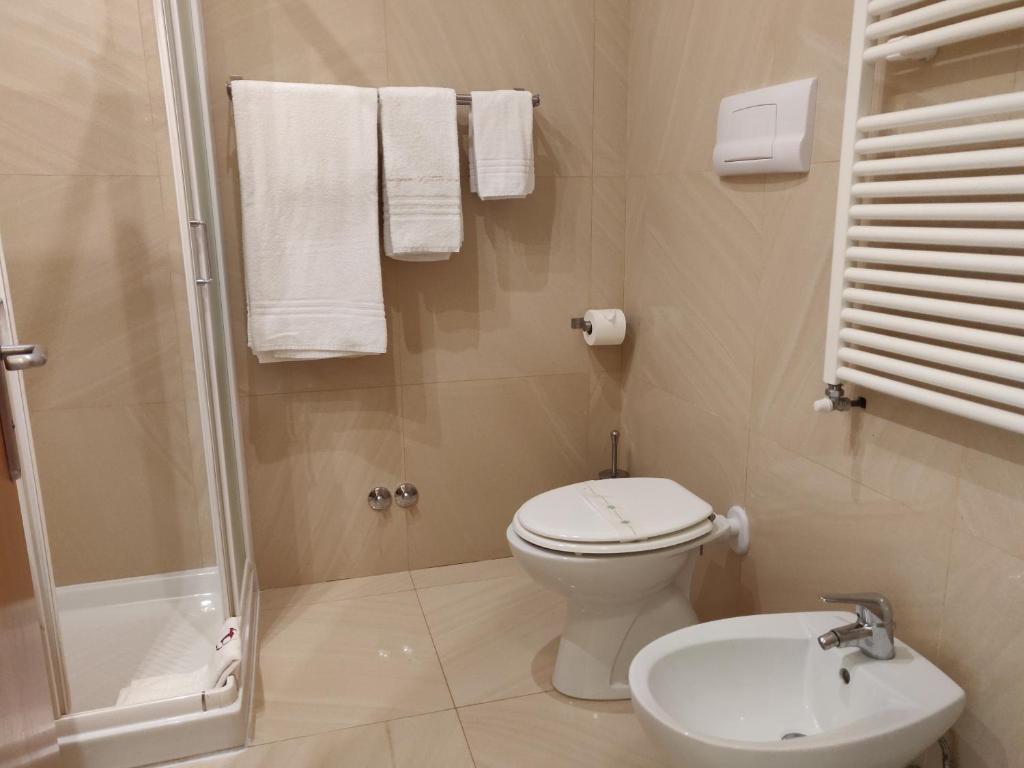 Koupelna v ubytování Albergo Conte Max