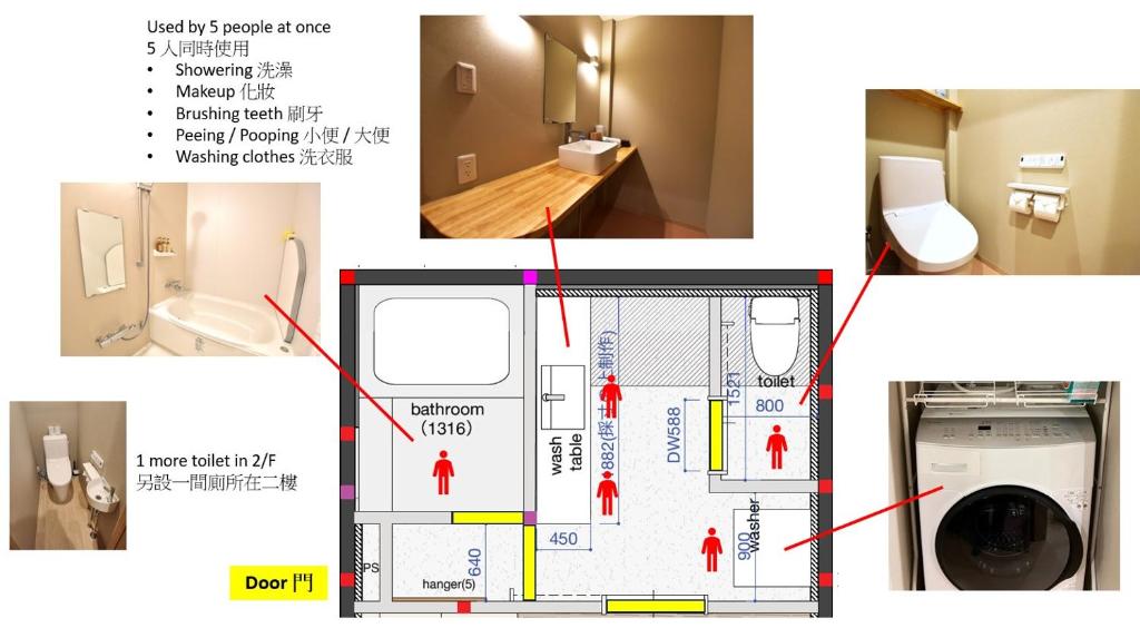 Půdorys ubytování Tamatsukan 玉津館, Detached Hse, JR Tsuruhashi 7min, Kansai Airport 關西空港 57 mins, Namba 6 mins, Nihonbashi 4 mins, Universal Studio 37 mins, Nara 30 mins, Early Check In