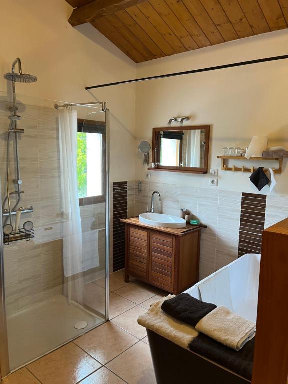 Koupelna v ubytování gîte de Fontjalabert en campagne tout confort