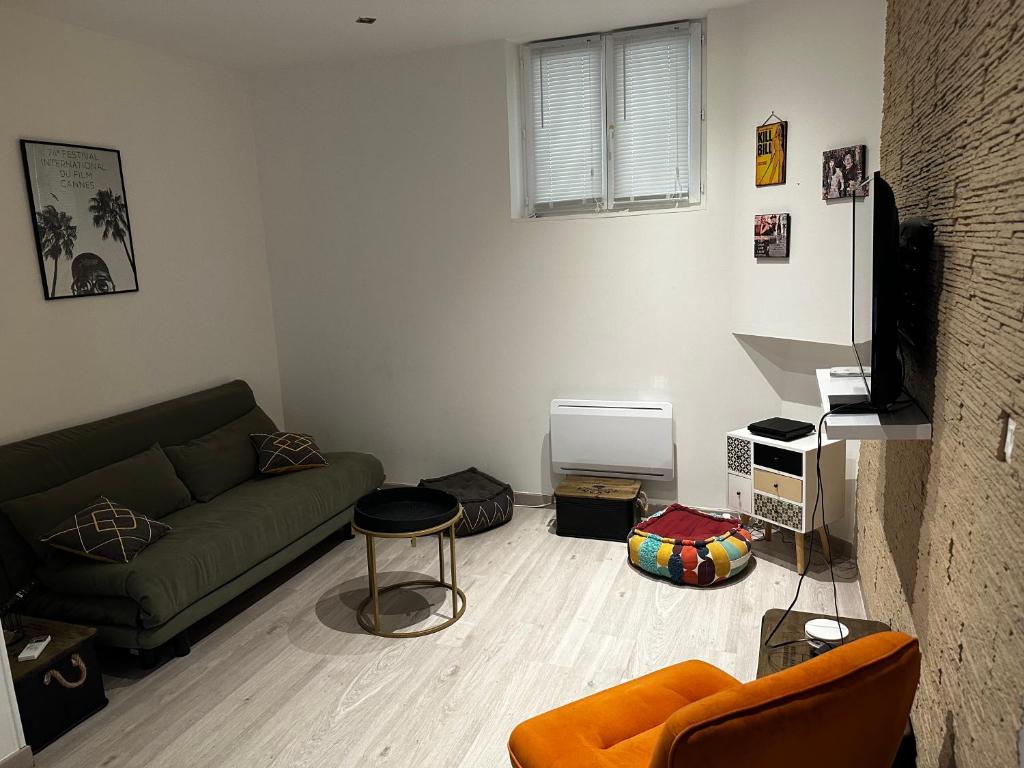 un salon avec un canapé et une chaise dans l'établissement Au Kouka home, à Cannes