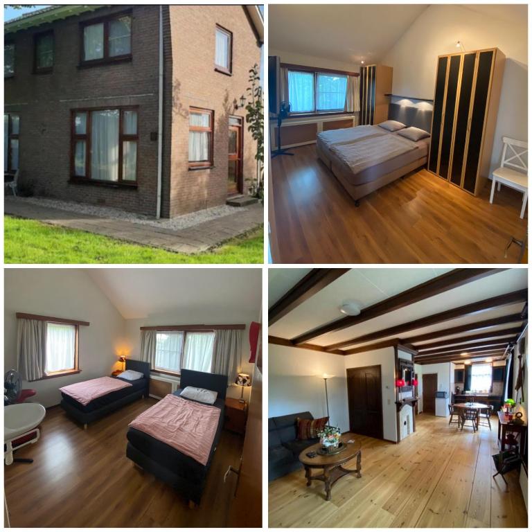 three pictures of a living room and a bedroom at La Luna - Gino in Heerhugowaard