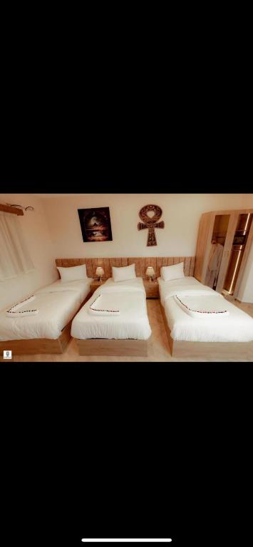 Postel nebo postele na pokoji v ubytování Deluxe pyramids view inn