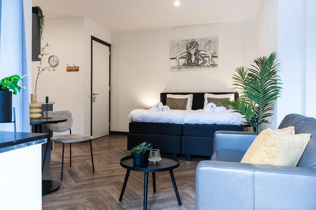 Ένα ή περισσότερα κρεβάτια σε δωμάτιο στο Studio With A Kitchen And Bathroom - Vilmos OLD