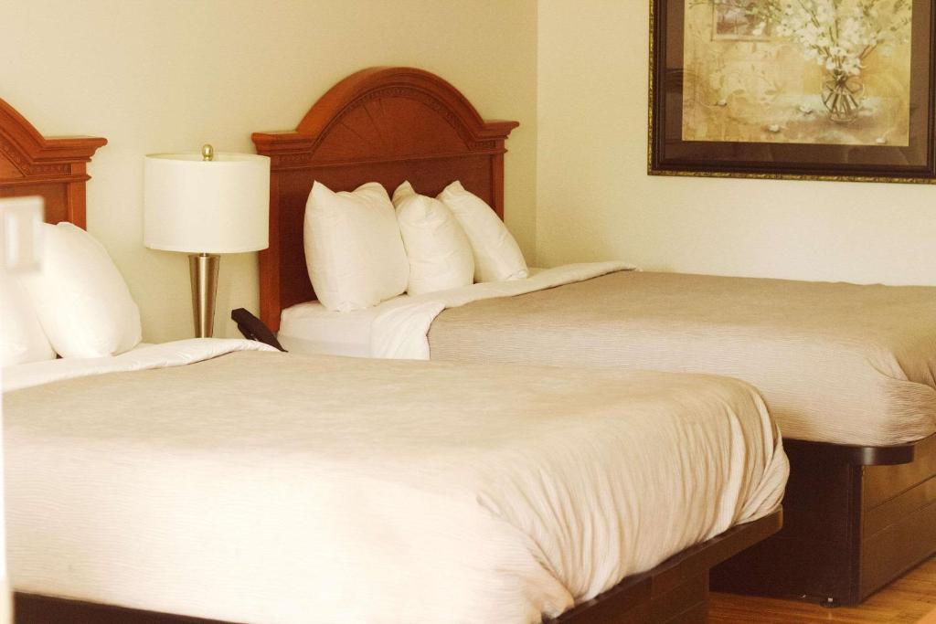 a hotel room with two beds and a lamp at Quality Inn near Chattanooga South in Ringgold