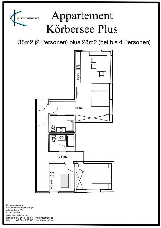 Půdorys ubytování K-Appartements Klösterle