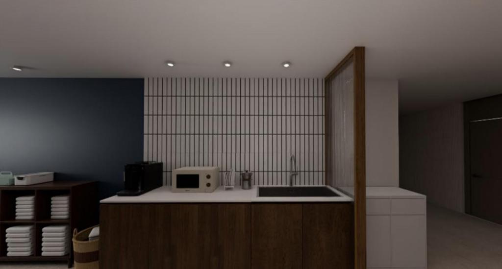 Kuchyň nebo kuchyňský kout v ubytování Hotel Myeongdongjang