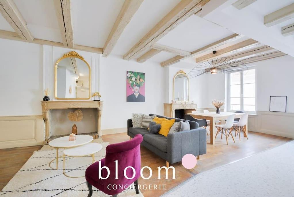 un salon avec un canapé et une table dans l'établissement Nancy Centre Appartement entièrement rénové, à Nancy