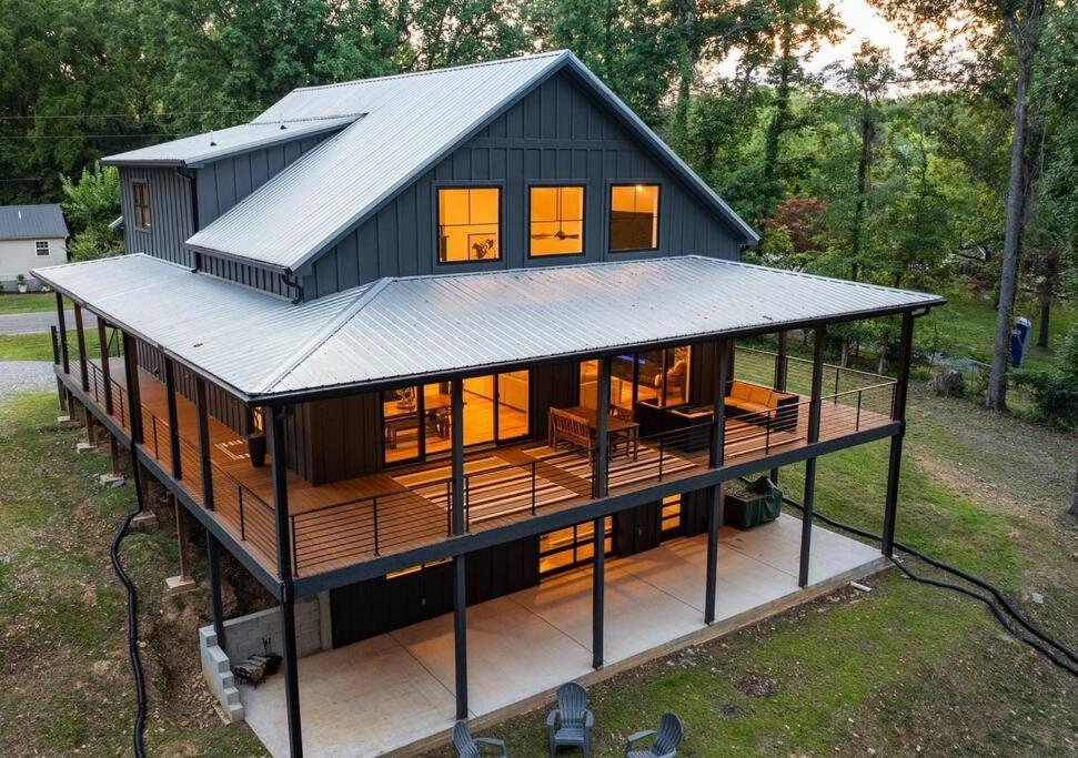 an overhead view of a house with a metal roof at Whispering Waters in Winchester