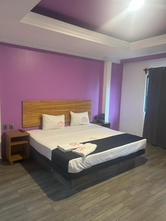 Postel nebo postele na pokoji v ubytování Auto Hotel El Cine