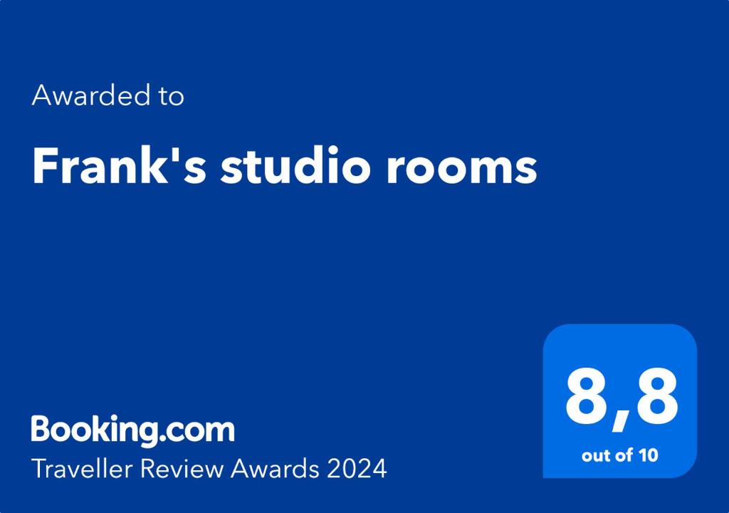 Certifikát, hodnocení, plakát nebo jiný dokument vystavený v ubytování Frank's studio rooms
