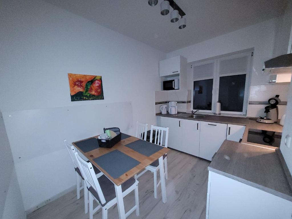 Kuchyň nebo kuchyňský kout v ubytování Ballenstedt Gartenblick