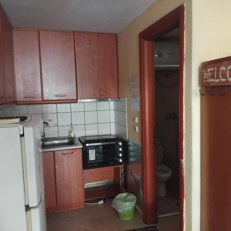 Kuchyň nebo kuchyňský kout v ubytování Къща за гости Пеневи