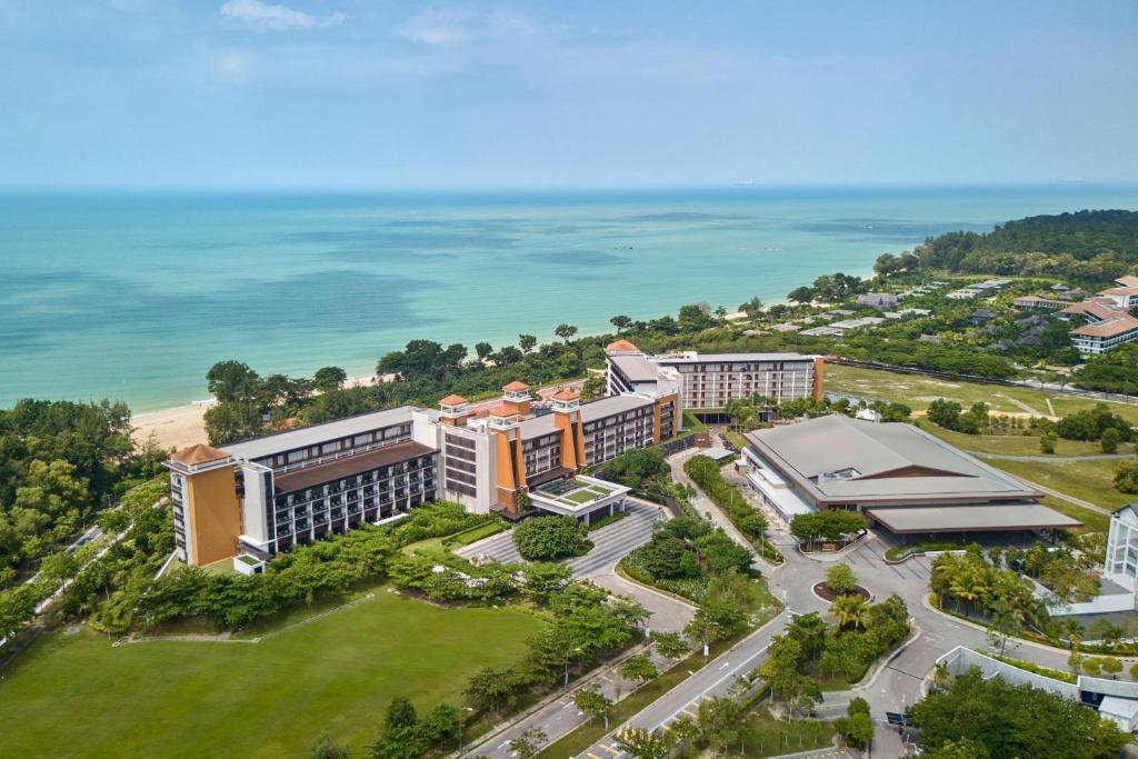 an aerial view of a resort with the ocean in the background at The Westin Desaru Coast Resort in Desaru