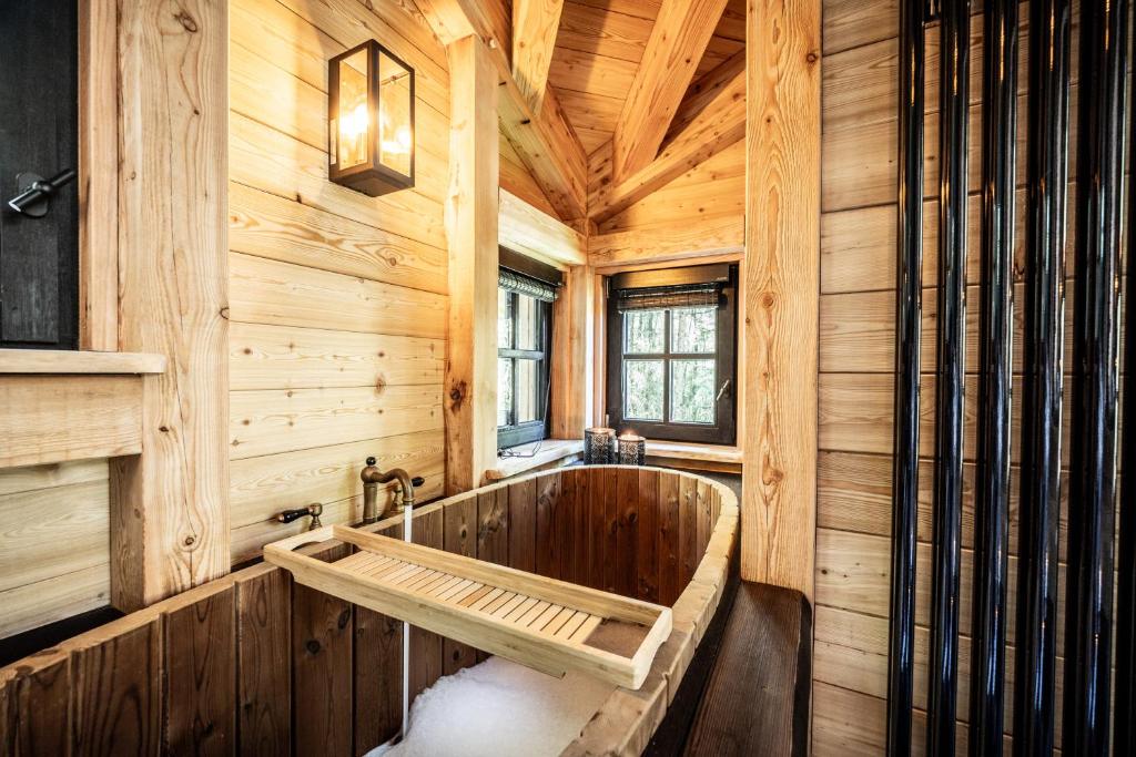Koupelna v ubytování Les cabanes des Dolimarts