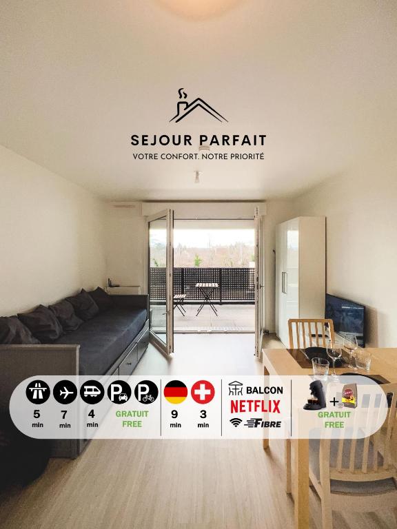 Χώρος καθιστικού στο Studio Le Hésingue- Near Airport, Swiss & German board