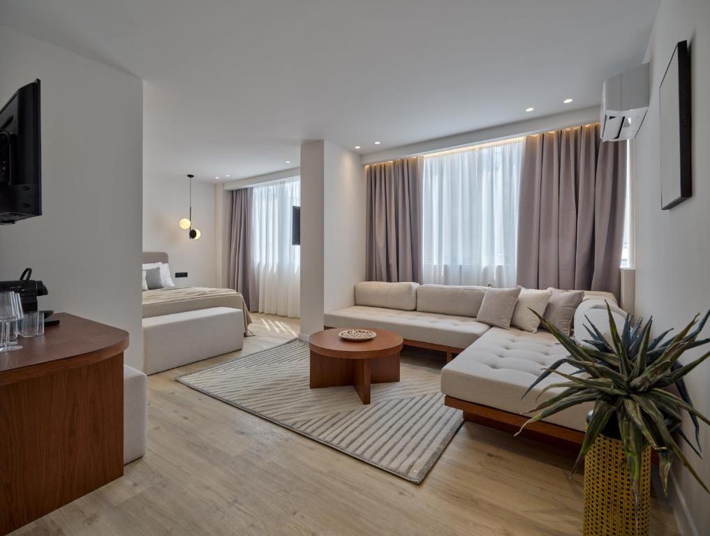 TV a/nebo společenská místnost v ubytování Haya Athens Loftie Suites