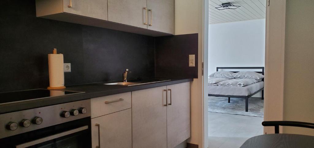 Kuchyň nebo kuchyňský kout v ubytování Ferienwohnung Weißensberg "Berg-Seeblick"