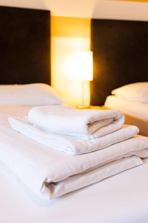 Postel nebo postele na pokoji v ubytování Lenas Donau Hotel