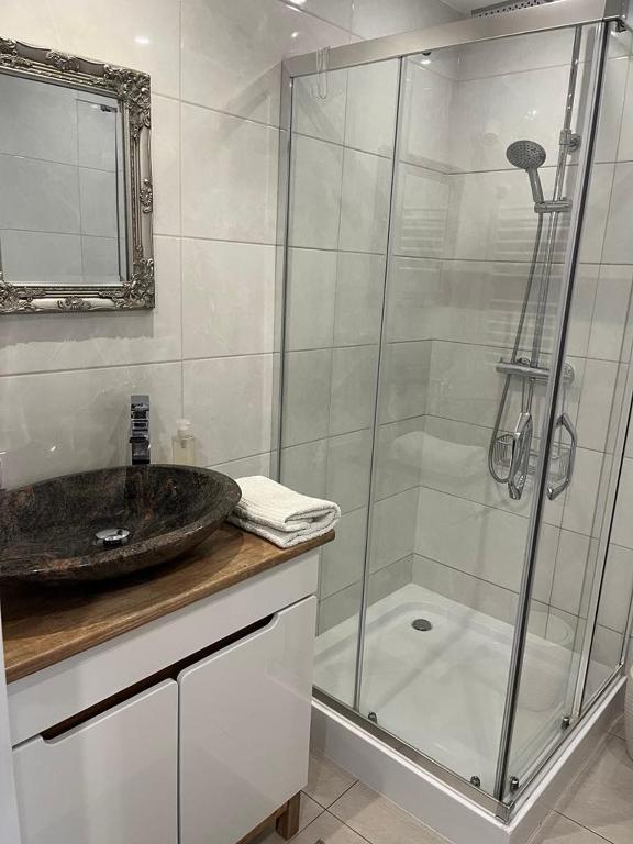 Koupelna v ubytování Apartament Centrum
