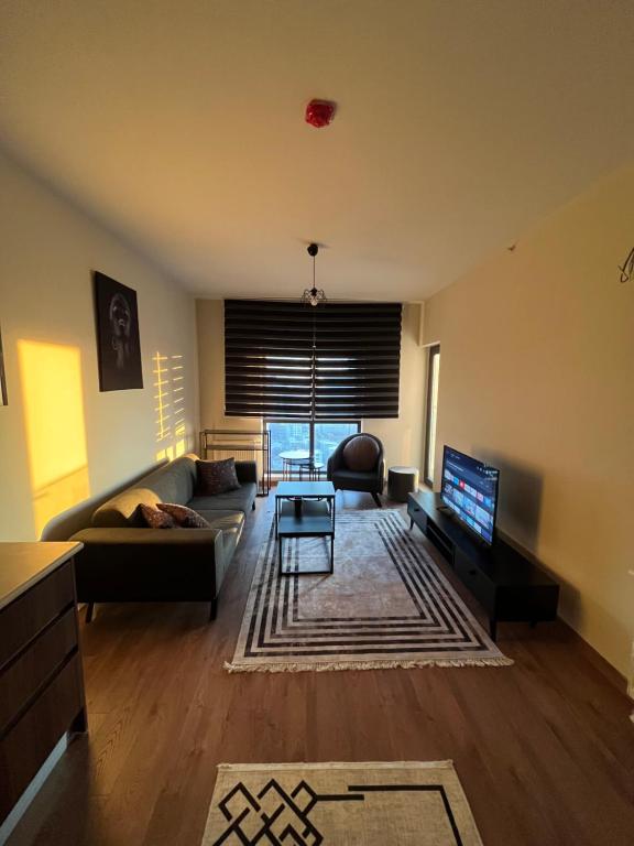 a living room with a couch and a tv at Rezidans dairesi in Istanbul