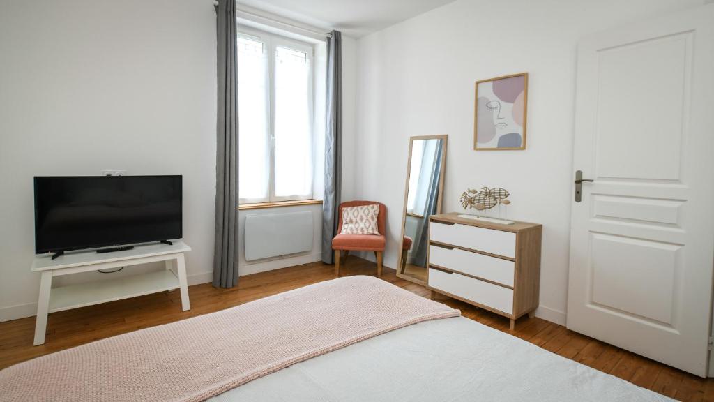 Televízia a/alebo spoločenská miestnosť v ubytovaní Superbe appartement proche port Guillaume