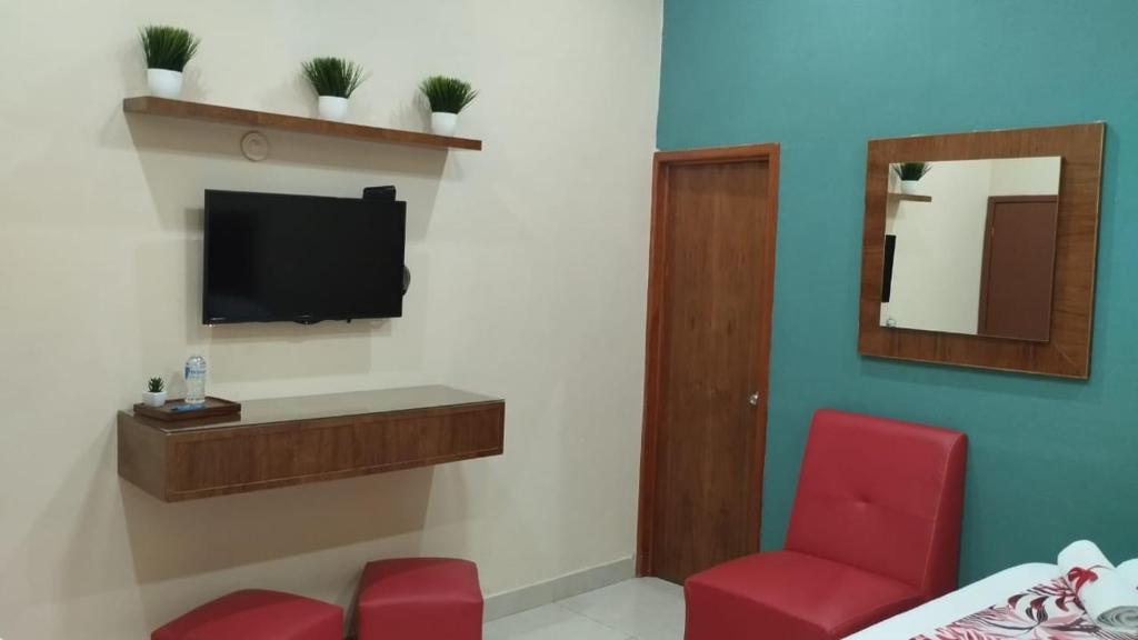 TV a/nebo společenská místnost v ubytování Hotel San Miguel
